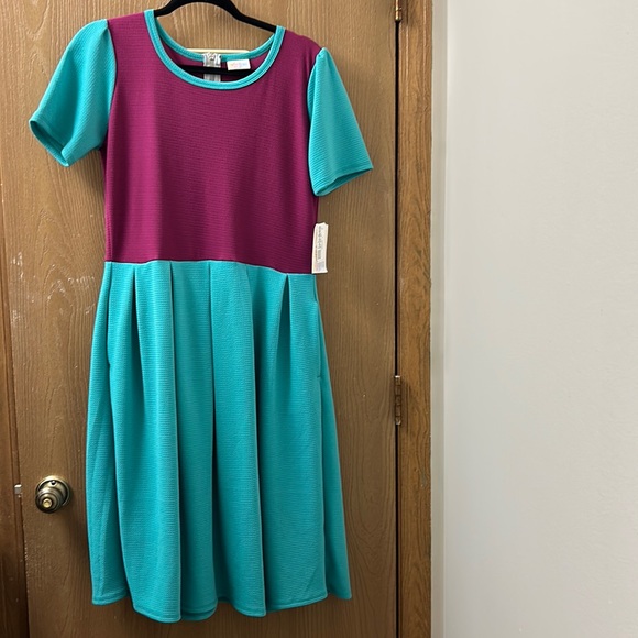 LuLaRoe Dresses & Skirts - Lularoe Turquoise/Purple Amelia Dress